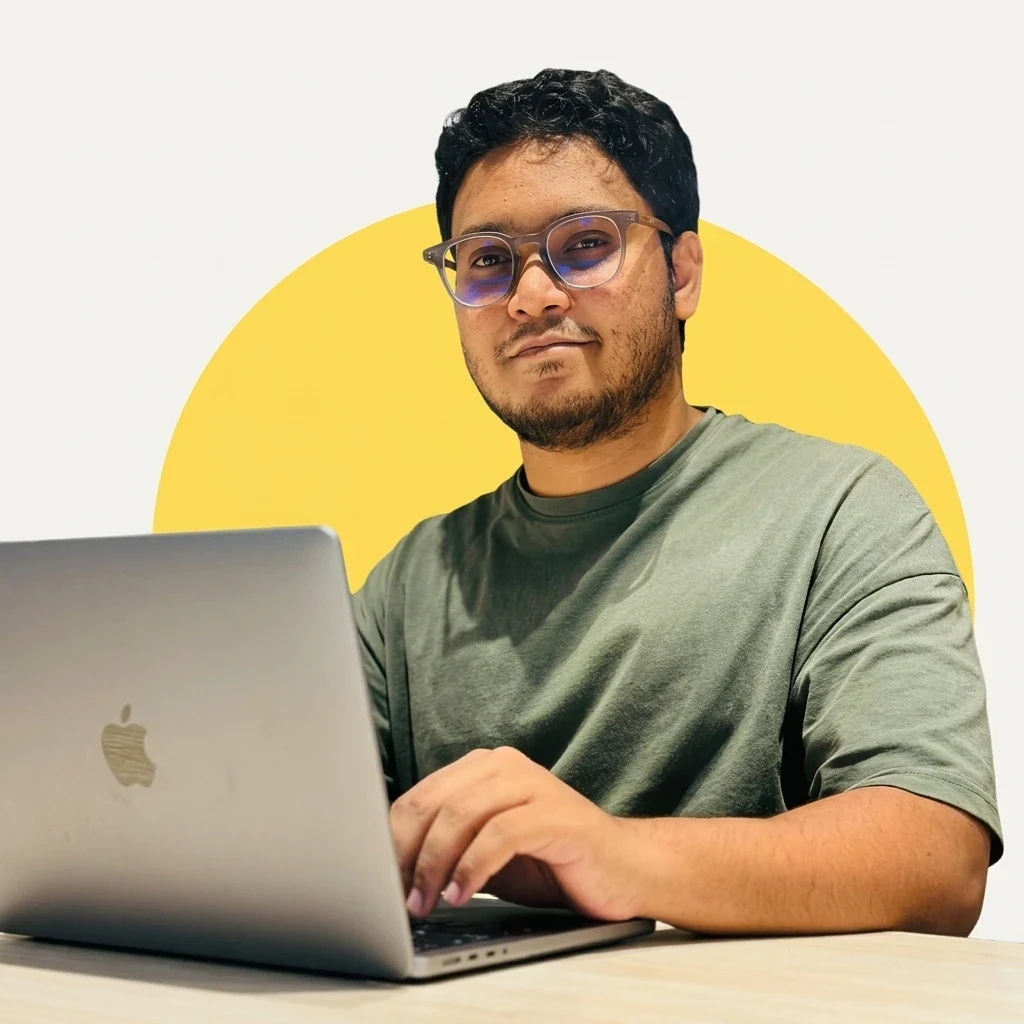 Sitab Ahamed working on SEO, AEO, and Google Ads growth strategies on his laptop